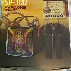 SP-300 Portable Karaoke Speaker with Wireless Microphone - Black